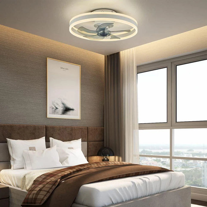 NEW Ceiling Fan 20 in. LED Indoor White Dimmable Low Profile Flush Mount Remote