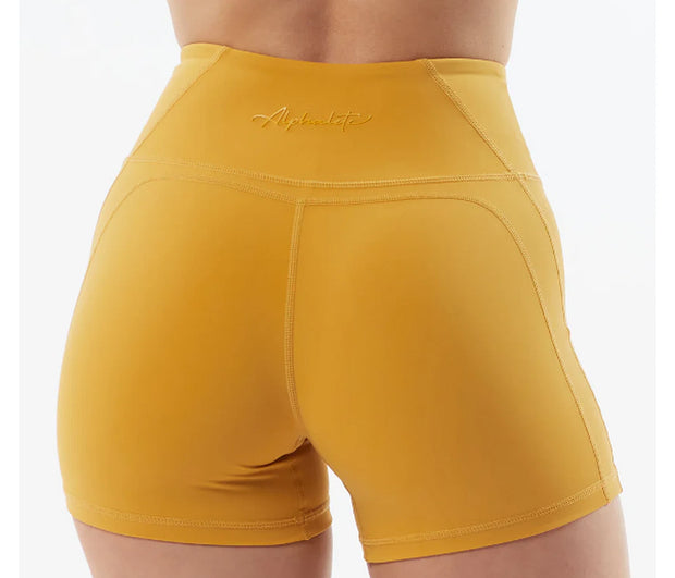 NEW Alphalete Womens Pulse Surge Short - Exotic Yellow (277592) Size S