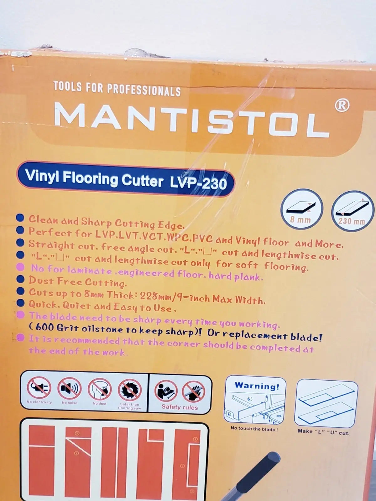 DEMO/UNUSED  MANTISTOL LVP-230 8.9″ Vinyl Floor Cutter