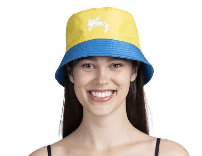 NEW Pokemon Tropical Pikachu Lightning Blue Reversible Bucket Hat