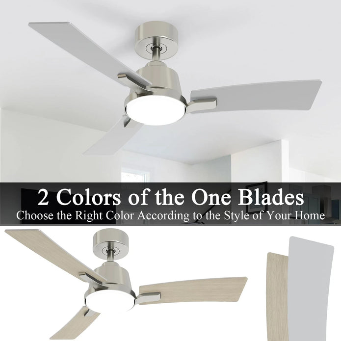 NEW Batqueen 42 Inch Ceiling Fans with Lights Brushed Nickel  Modern Flush