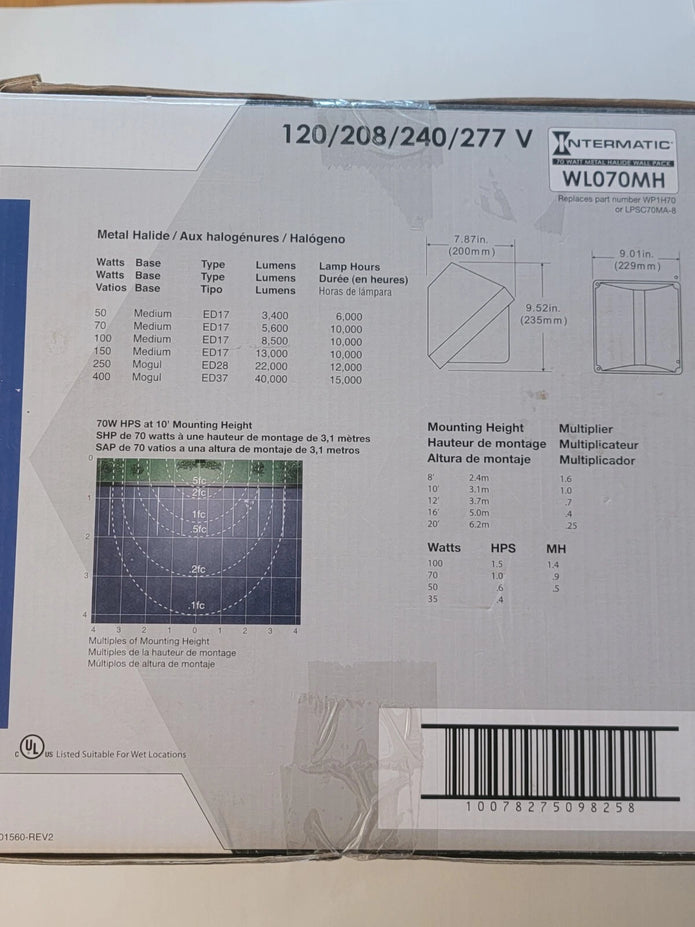 Intermatic RAB Lighting WP1GH70 70W Metal Halide Wallpack