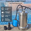 Used /Excellent condition Foting Q90054R Stainless Steel Sump Pump w/ Automatic Float Switch 4600 GPH