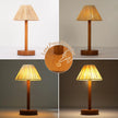 Room Decor Bedside Table Lamp 13.19-inch with wooden base hand-woven raffia lampshade