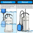 Used /Excellent condition Foting Q90054R Stainless Steel Sump Pump w/ Automatic Float Switch 4600 GPH