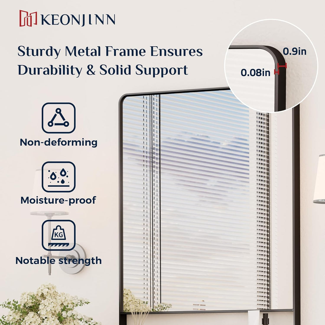 18x28 Inch Black Bathroom Mirror with Shelf, Rectangle Metal Bathroom Vanity Mirror with Storage