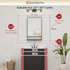 18x28 Inch Black Bathroom Mirror with Shelf, Rectangle Metal Bathroom Vanity Mirror with Storage