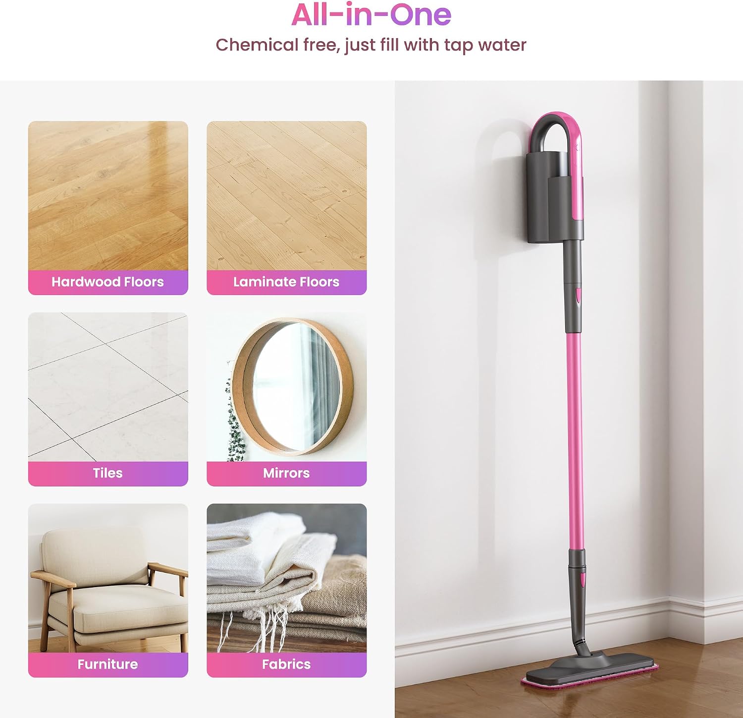 NEW IN OPEN BOX / Schenley Steam Mop Cleaner, Detachable Handheld Steamer for Home Cleaning