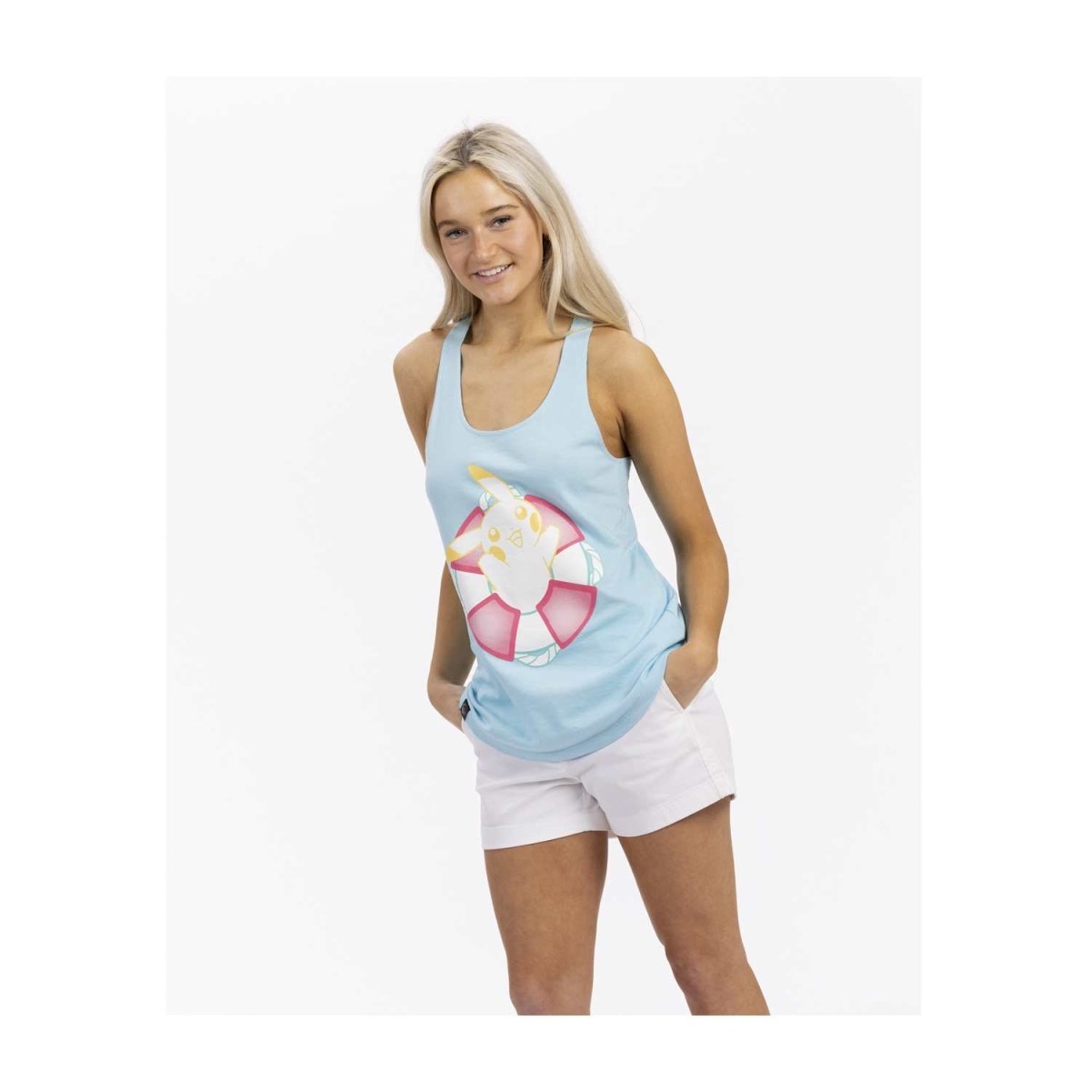 Pikachu Pokémon Summer Days Light Blue French Terry Racerback Tank Top - Women