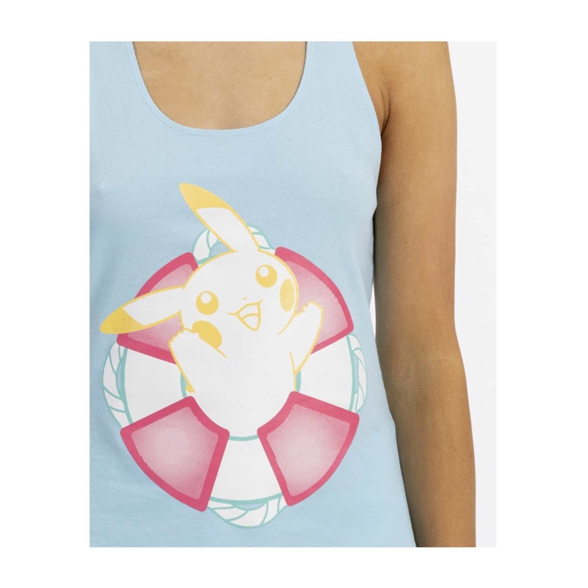 Pikachu Pokémon Summer Days Light Blue French Terry Racerback Tank Top - Women