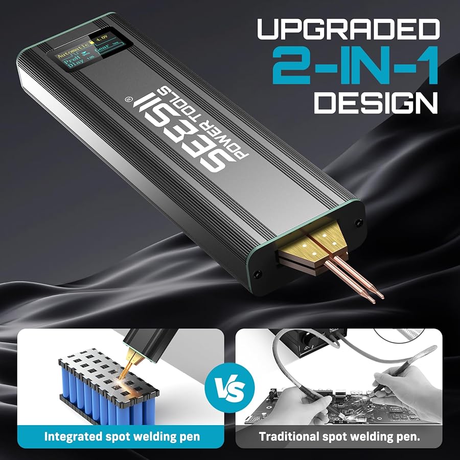 SeeSii Battery Spot Welder, Handheld Spot Welder with a Battery Tester for 0.1-0.25mm Nickel, Portable Spot Welding for 18650/lithium battery