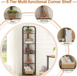 MNEETRUNG Corner Shelf, 5-Tier Industrial Corner Bookshelf with Metal Frame