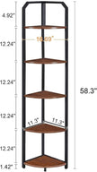 MNEETRUNG Corner Shelf, 5-Tier Industrial Corner Bookshelf with Metal Frame