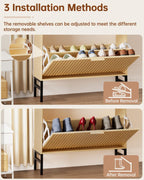 MIRICHY Shoe Cabinet, Fluted Shoe Cabinet Storage for Entryway with 2 Flip Drawers
