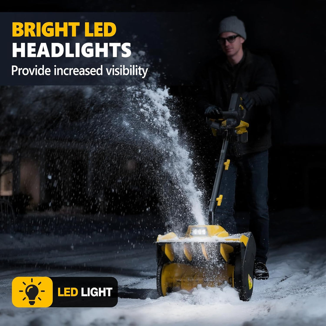 Cordless Snow Shovel for DeWalt 20V Battery (Tool Only), 12-Inch Electric Snow Blower with LED Light & Directional Plate, 23FT Throw Distance for Patio/Deck/Driveway