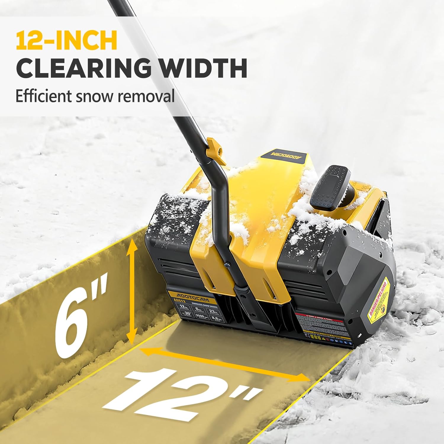 Cordless Snow Shovel for DeWalt 20V Battery (Tool Only), 12-Inch Electric Snow Blower with LED Light & Directional Plate, 23FT Throw Distance for Patio/Deck/Driveway
