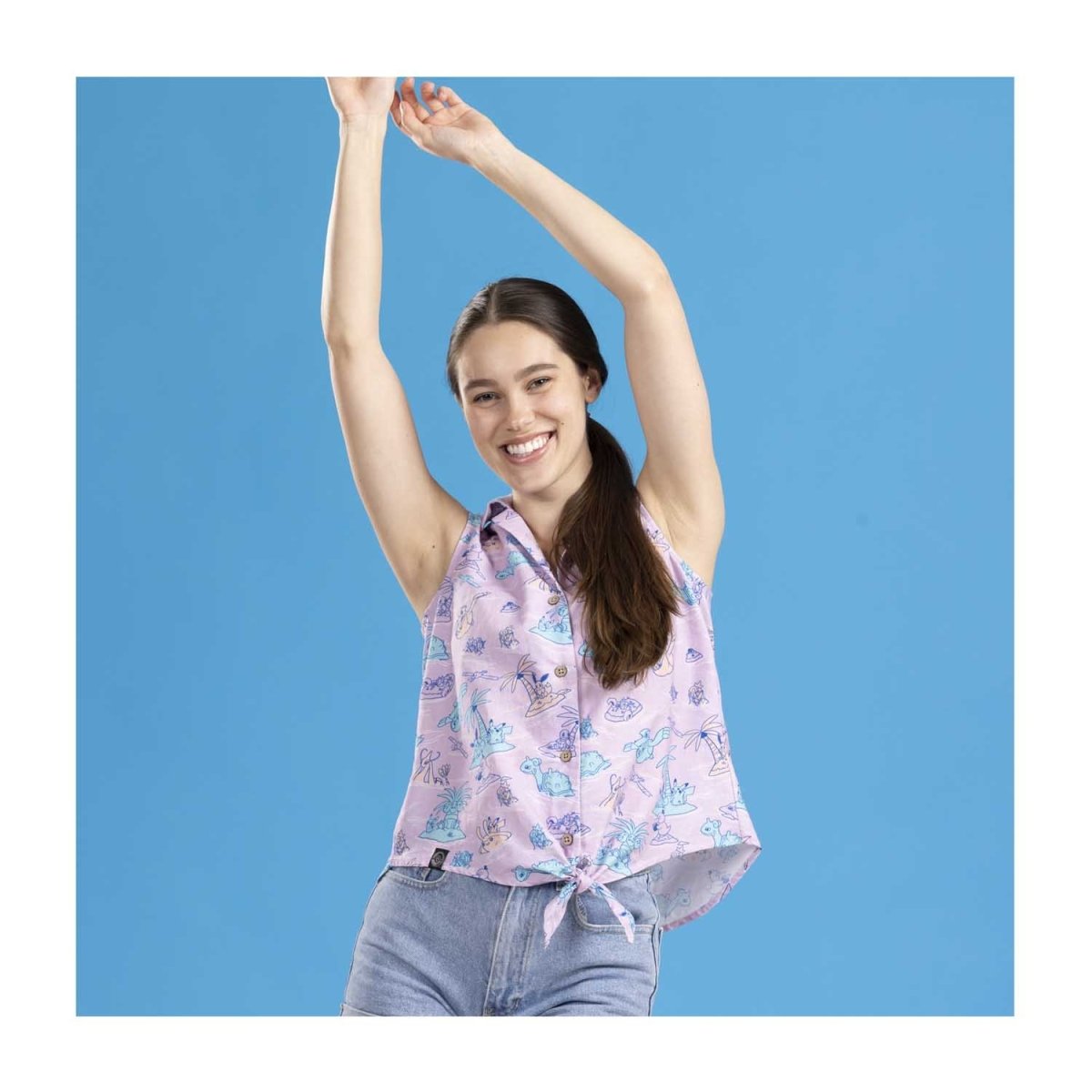 Pokémon Tropical Sunny Seas Purple Sleeveless Tropical Shirt - Women