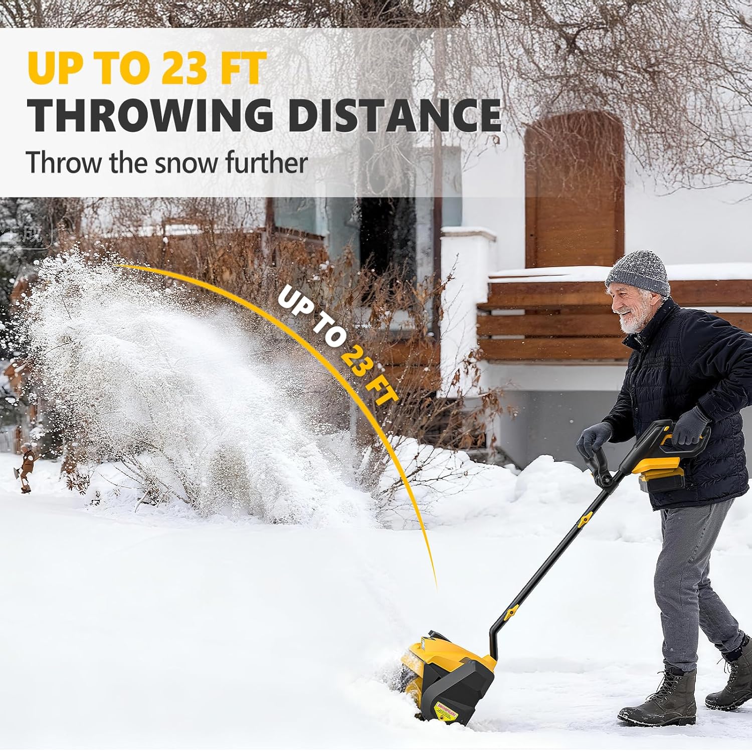 Cordless Snow Shovel for DeWalt 20V Battery (Tool Only), 12-Inch Electric Snow Blower with LED Light & Directional Plate, 23FT Throw Distance for Patio/Deck/Driveway