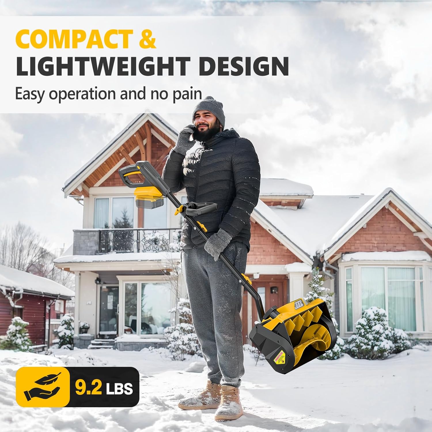 Cordless Snow Shovel for DeWalt 20V Battery (Tool Only), 12-Inch Electric Snow Blower with LED Light & Directional Plate, 23FT Throw Distance for Patio/Deck/Driveway