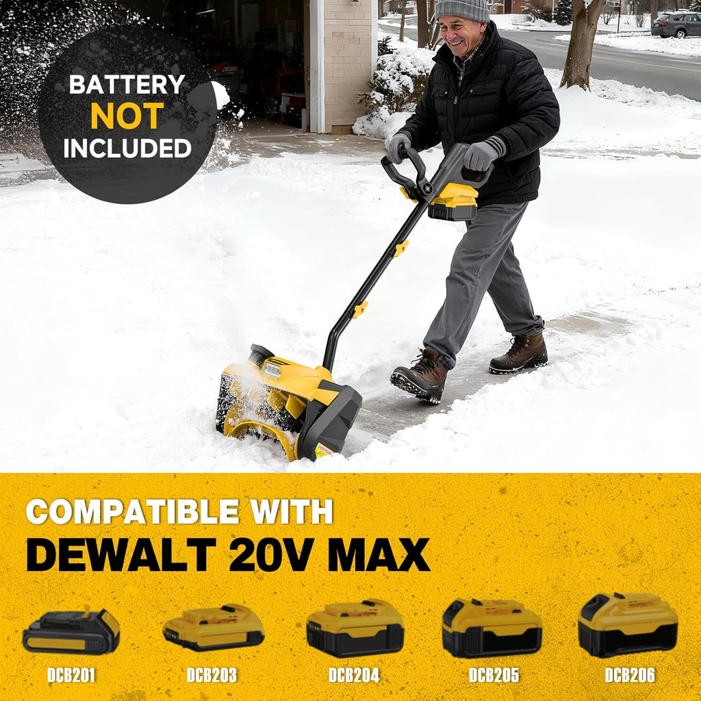 Cordless Snow Shovel for DeWalt 20V Battery (Tool Only), 12-Inch Electric Snow Blower with LED Light & Directional Plate, 23FT Throw Distance for Patio/Deck/Driveway