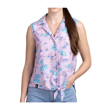 Pokémon Tropical Sunny Seas Purple Sleeveless Tropical Shirt - Women