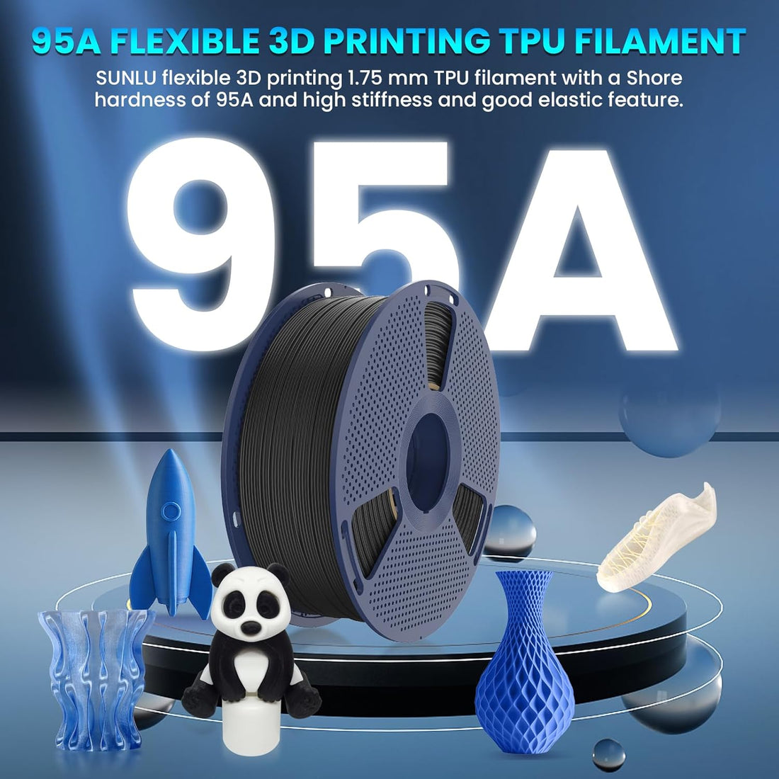 SUNLU TPU 3D Printer Filament 4KG Bundle, High Speed 95A TPU Filament 1.75mm