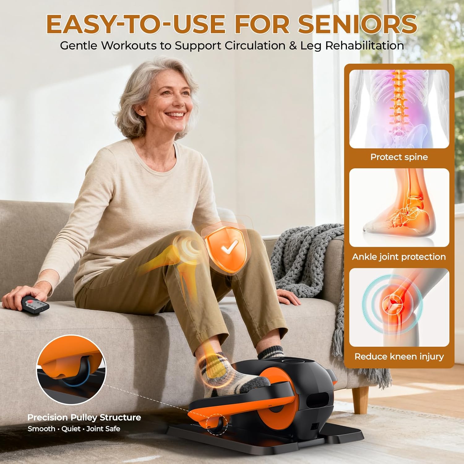 DEMO Under Desk Elliptical Machine - Electric Elliptical Exerciser with 3 Auto Modes, 12 Speed Levels & 30-Min Timer, Forward/Reverse Motion