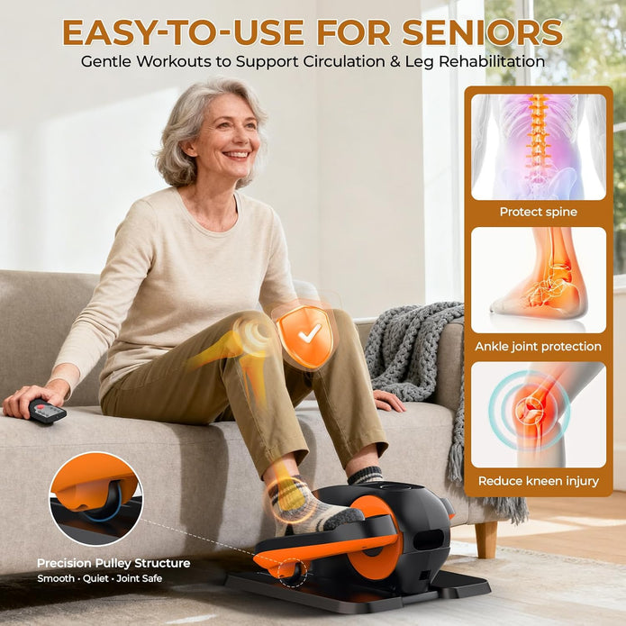 DEMO Under Desk Elliptical Machine - Electric Elliptical Exerciser with 3 Auto Modes, 12 Speed Levels & 30-Min Timer, Forward/Reverse Motion