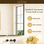 Matte Black Mirror 42 x 36 Beveled Rectangle Bathroom Vanity Mirror for Over Sink, Tempered Glass