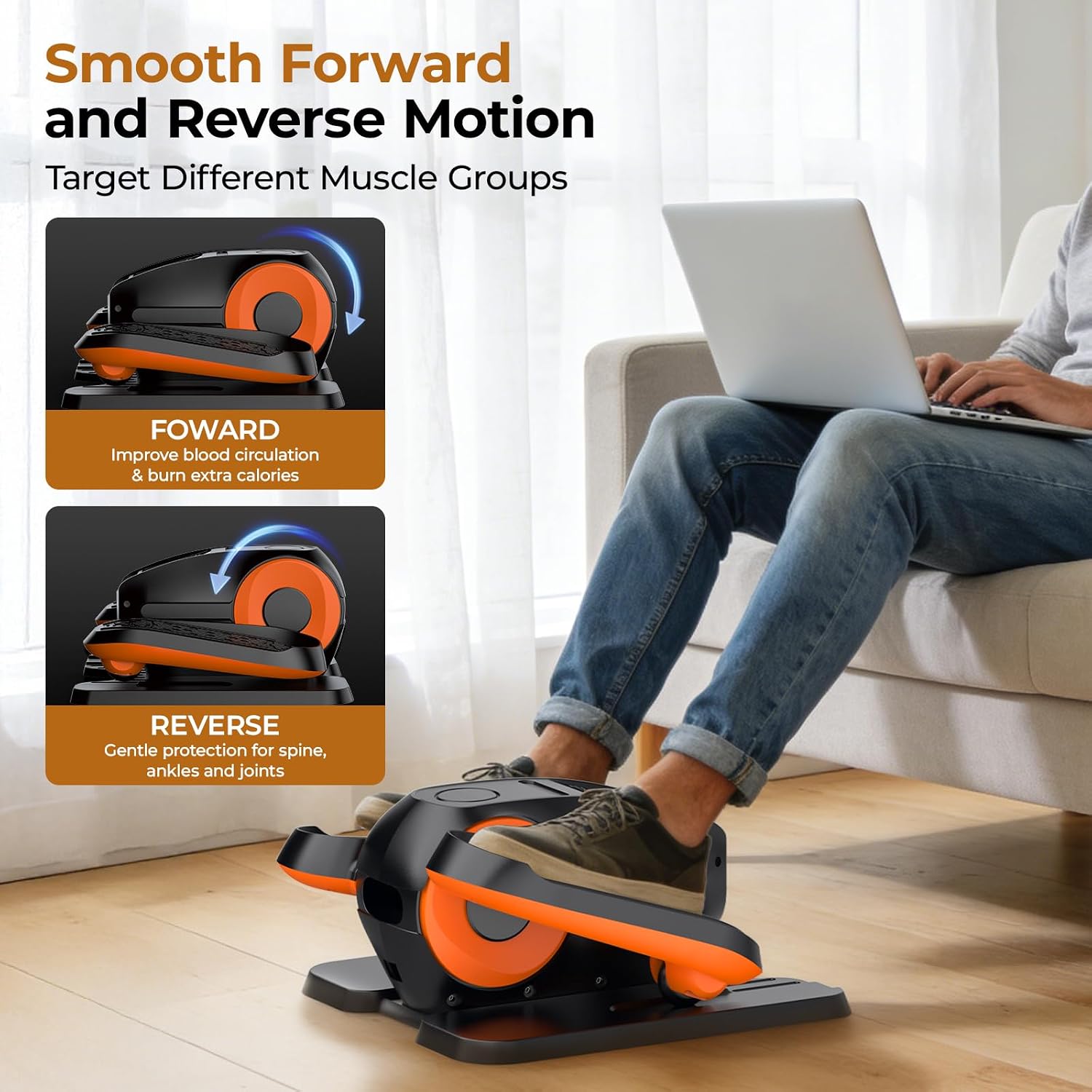 DEMO Under Desk Elliptical Machine - Electric Elliptical Exerciser with 3 Auto Modes, 12 Speed Levels & 30-Min Timer, Forward/Reverse Motion