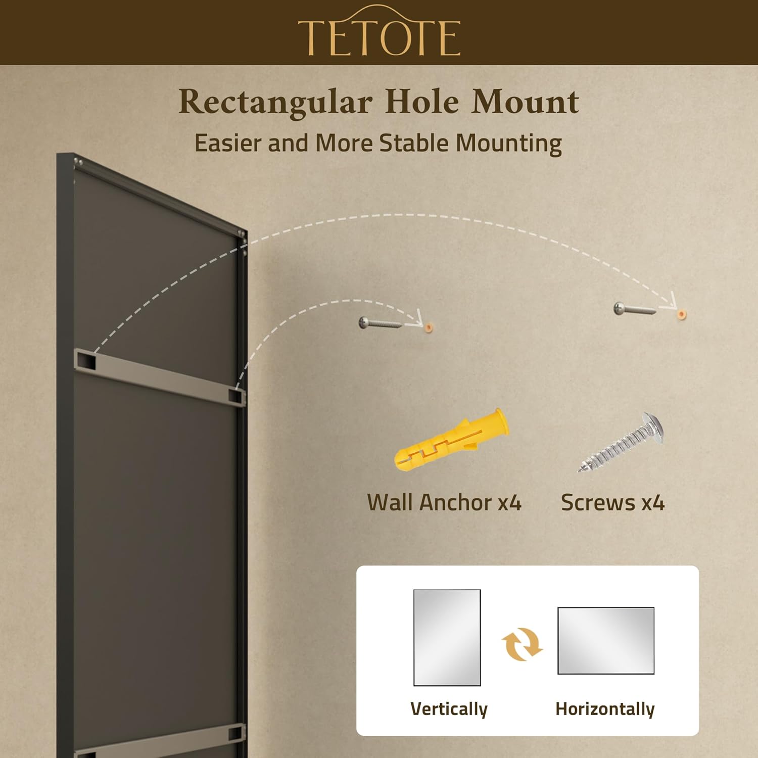 Matte Black Mirror 42 x 36 Beveled Rectangle Bathroom Vanity Mirror for Over Sink, Tempered Glass