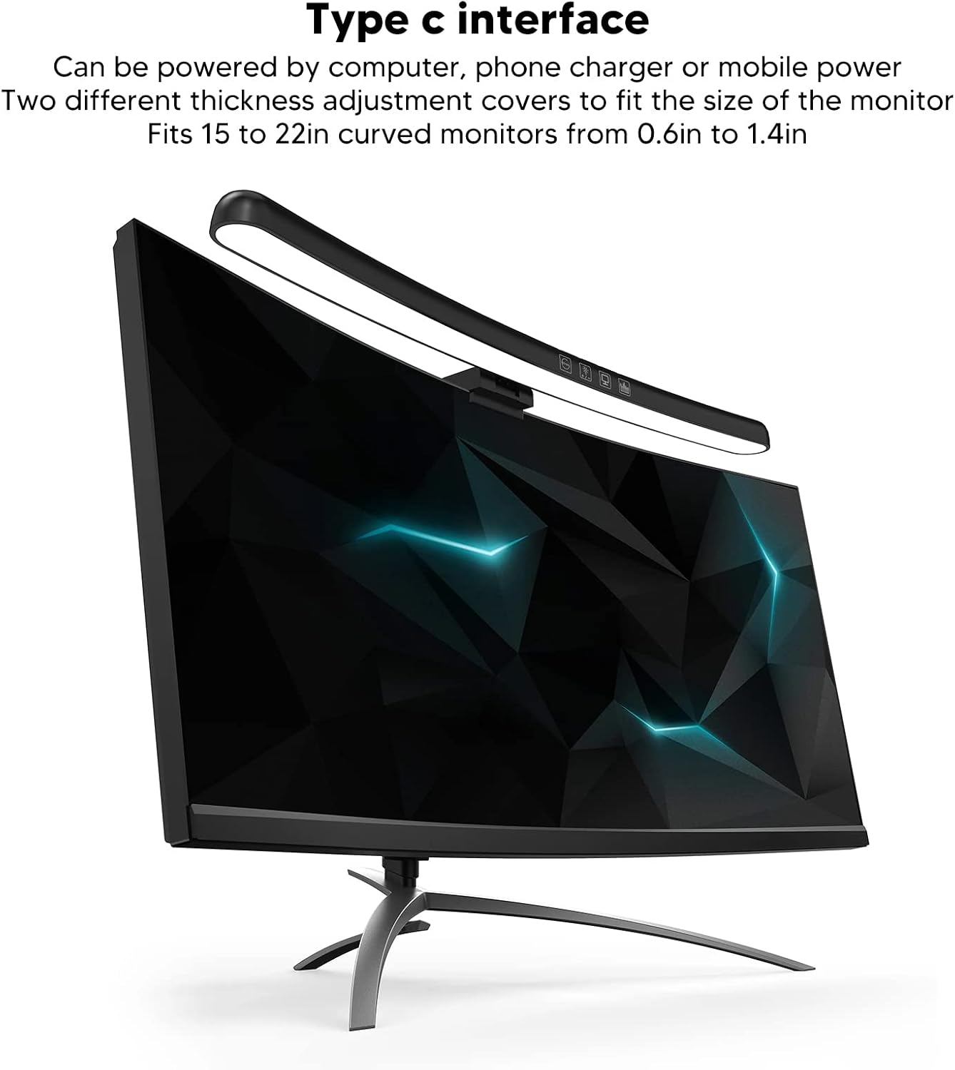 Curved Monitor Light Bar, LED Computer Lamp With Touch Dimming, 3 Color Temp Modes & 7 RGB Adjustable Colors