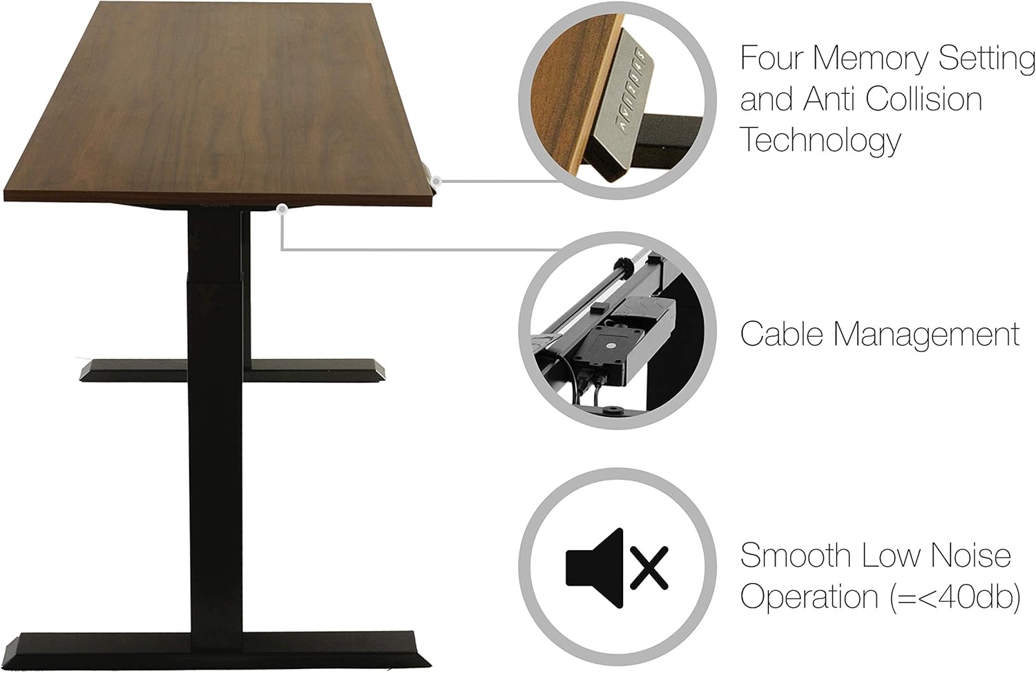 TechOrbits 47 Inch Electric Standing Desk Frame with Tabletop - Motorized Workstation