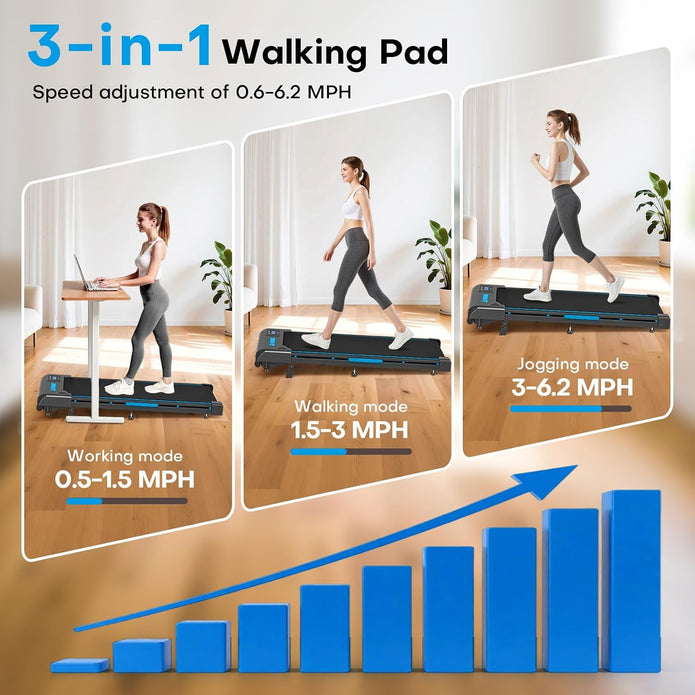 Walking Pad with 9% Incline, FOUSAE 3 in 1 6.2 MPH Treadmill for Home /X390AB