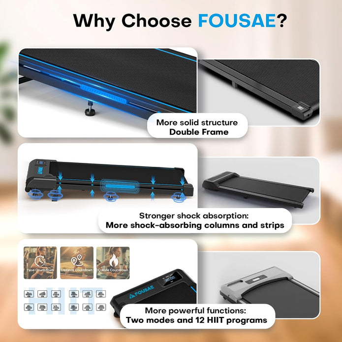 Walking Pad with 9% Incline, FOUSAE 3 in 1 6.2 MPH Treadmill for Home /X390AB