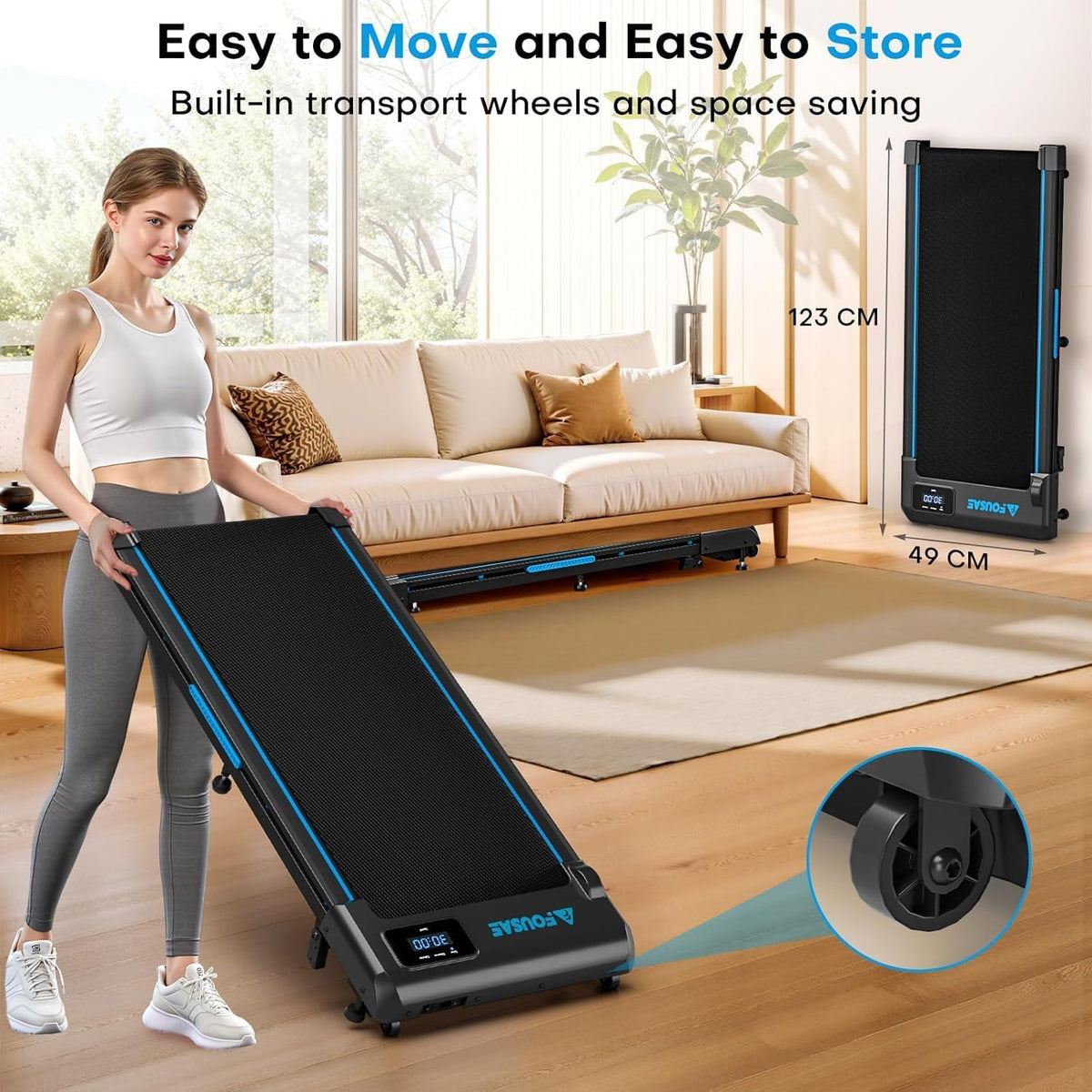 Walking Pad with 9% Incline, FOUSAE 3 in 1 6.2 MPH Treadmill for Home /X390AB