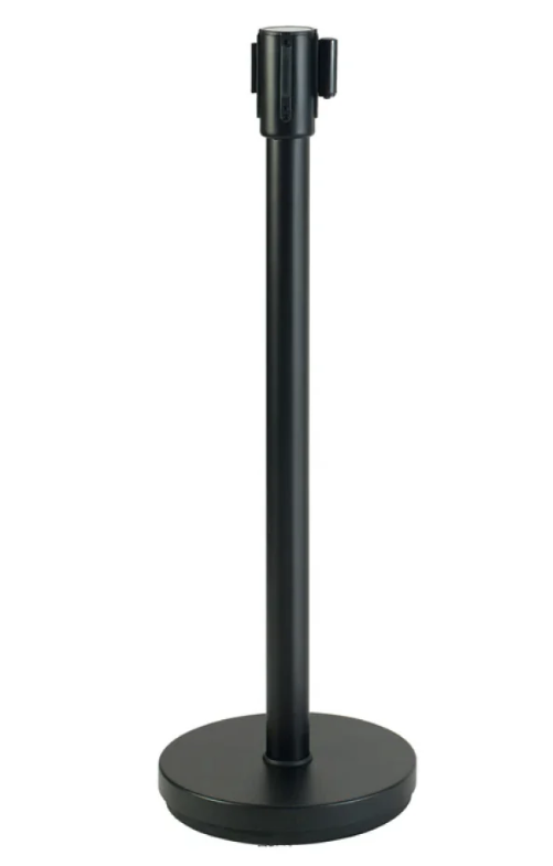 Winco CGS-38K Black Stanchion Post with Retractable Belt PACK OF 2