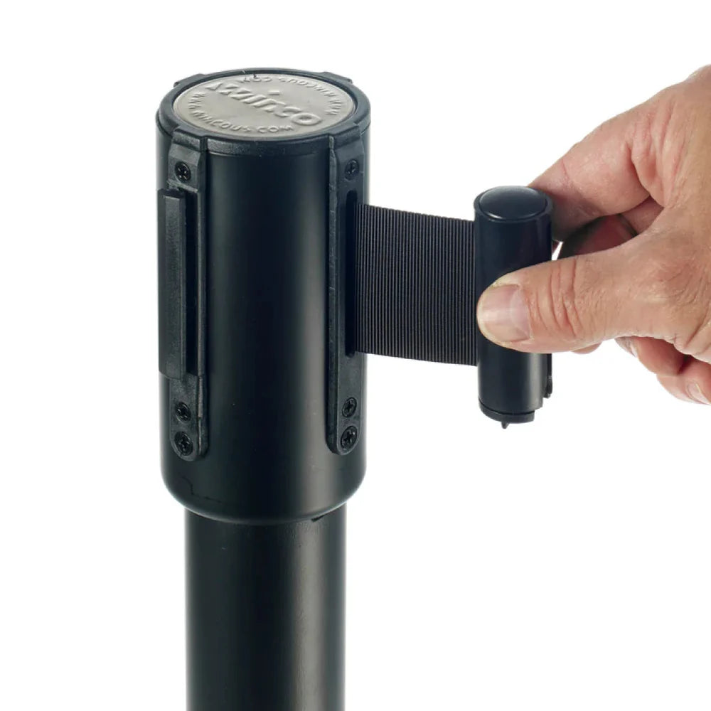 Winco CGS-38K Black Stanchion Post with Retractable Belt PACK OF 2