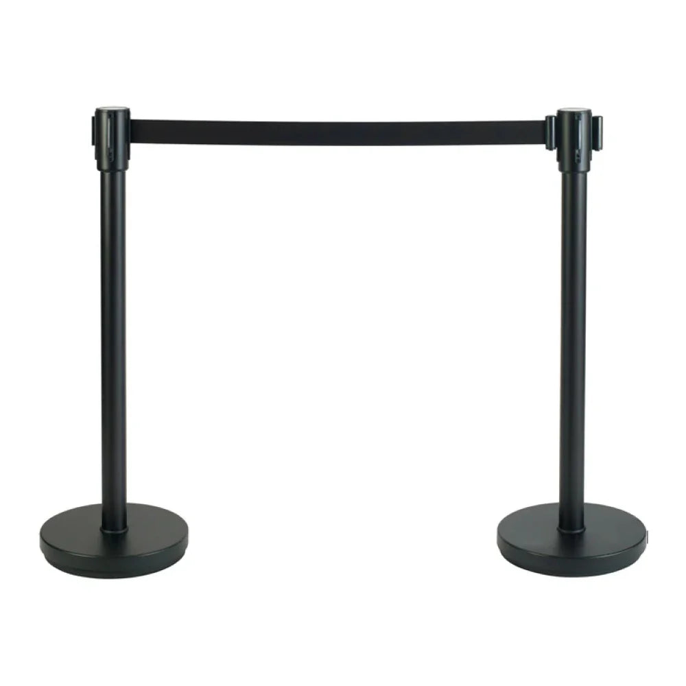 Winco CGS-38K Black Stanchion Post with Retractable Belt PACK OF 2