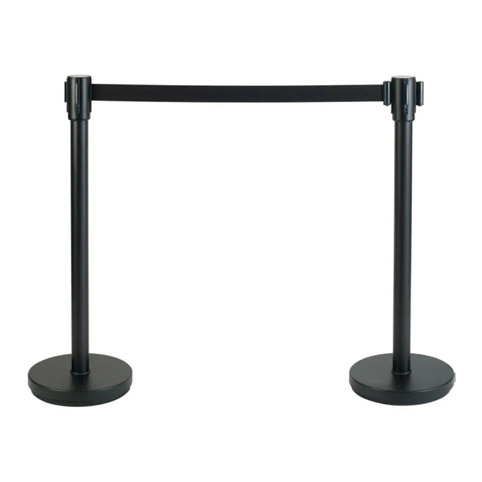 Winco CGS-38K Black Stanchion Post with Retractable Belt PACK OF 2