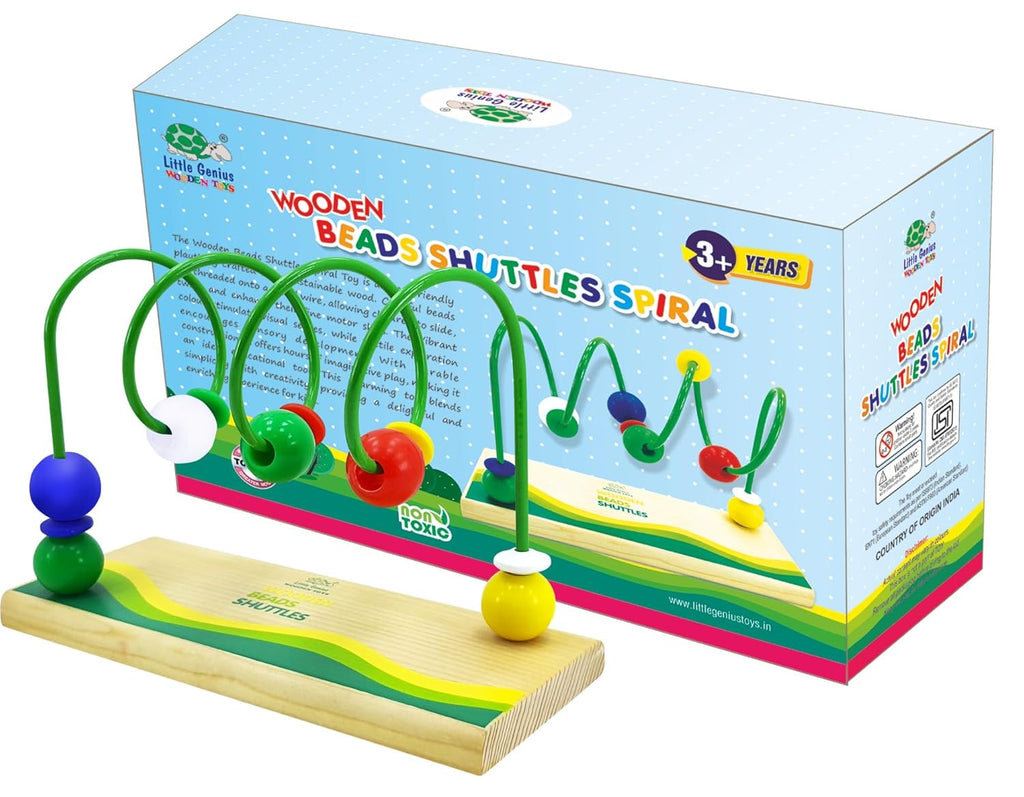 Little Genius Wooden Beads Shuttles Spiral, 3 Years & Above, Preschool Toys