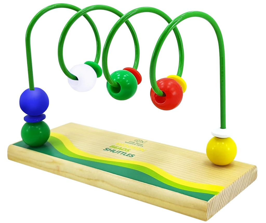 Little Genius Wooden Beads Shuttles Spiral, 3 Years & Above, Preschool Toys