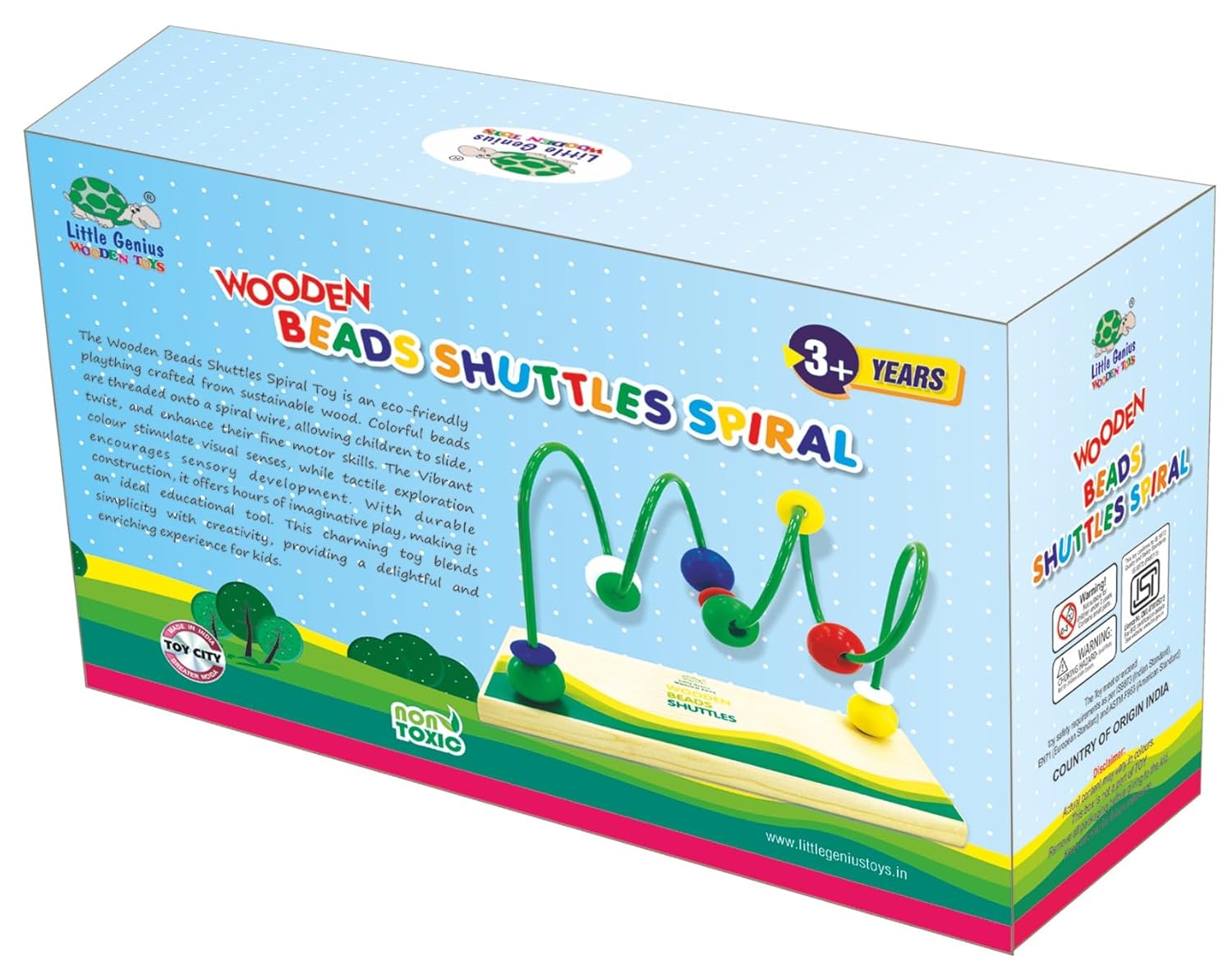 Little Genius Wooden Beads Shuttles Spiral, 3 Years & Above, Preschool Toys