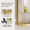18 x 28 Inch Gold Bathroom Mirror with Shelf, Modern Metal Gold Wall Mirror with Shelf