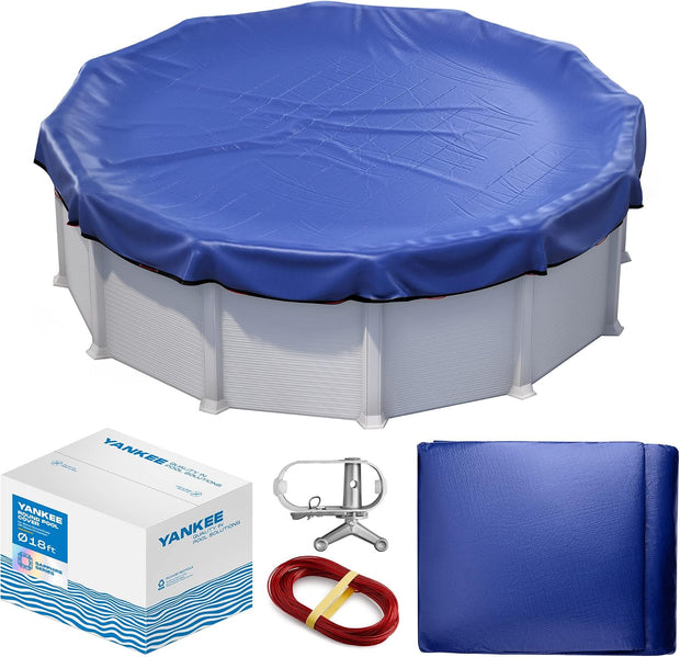 Yankee Winter Pool Cover 18 ft Round for Above Ground | Extra Thick & Durable Above-Ground Pool Cover | Sapphire Series of Premium Cold- and UV-Resistant Pool Cover