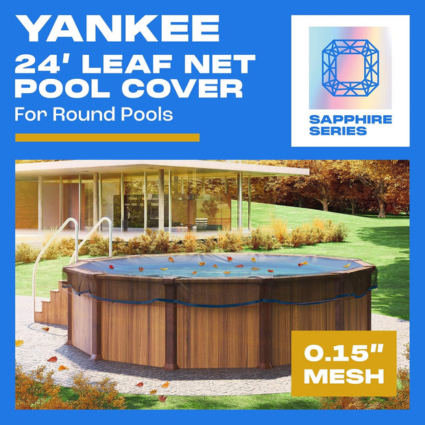 Yankee Pool Leaf Net Cover for 24 Ft. Above-Ground Round Pool - Heavy-Duty 0.15”, Net to Protect from Leaves, Debris | Leaf Catcher to Prevent Clogging