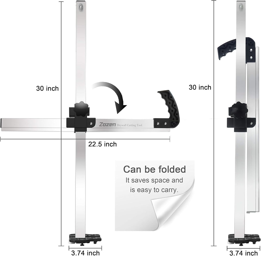 Zozen Drywall Cutting Tool, Foldable Drywall Cutter, Metric + Imperial Scale, Easy Ripper